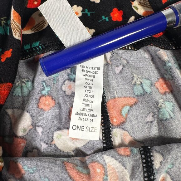 LuLaRoe Black Birds Sparrows TWEET Red Yellow Spring Floral Leggings One Size OS - Picture 4 of 6